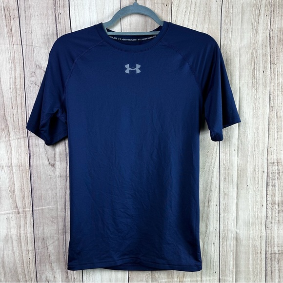 Under Armour Men's Dark Blue Heat Gear Compression Short Sleeve Shirt - Picture 1 of 5